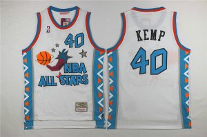 Maillot De Basket All Star 1996 NBA Western Shawn Kemp 40 Engrener Blanc